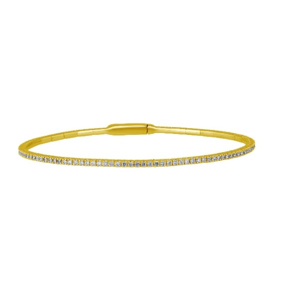 1.00 CT Natural All Way Round Diamond Flexible Bangle G SI 14K White Gold 7'' - Picture 2 of 3